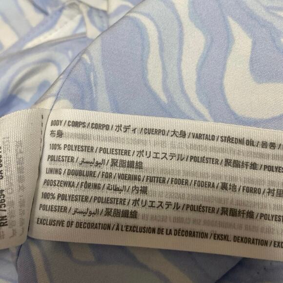 Abercrombie & Fitch Blue Marble Sleeveless Tie Back Bandeau Crop Tube Top Size S - Picture 3 of 4